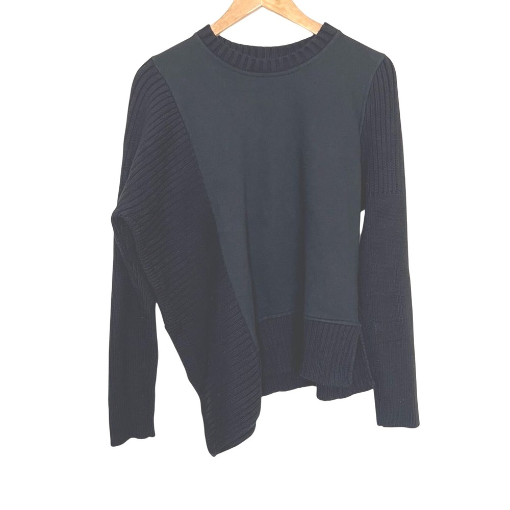 Athleta Bayridge Asymmetrical Sweater Black Chunky Knit Women's Size XS